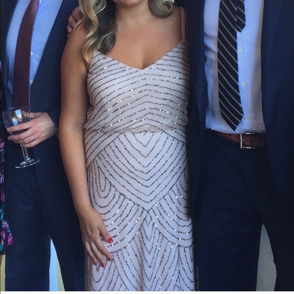 Adrianna Papell beaded blouson gown- BLUSH - Picture 3 of 4